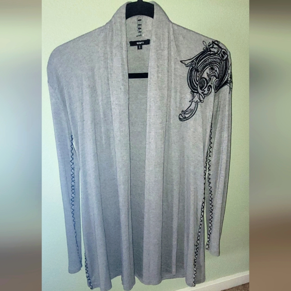 Gray cardigan sweater